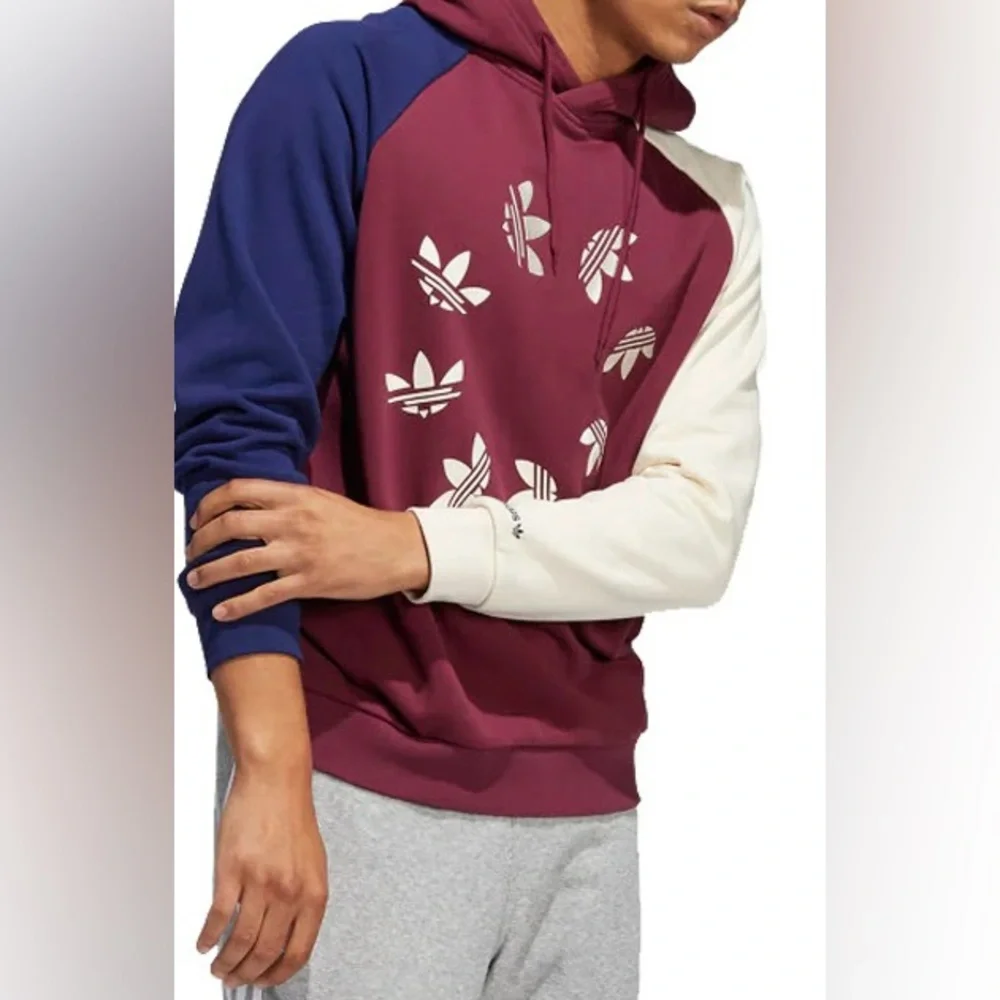 MENS ADIDAS ORIGINALS BLOCKED BOLD LOGO TREFOIL HOODIE SIZE XL HE0076 NWT - Picture 1 of 6